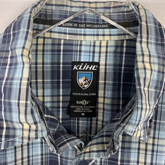 Kuhl Mens Shirt Short Sleeve Button Front Blue Plaid Men's Medium - Picture 5 of 10